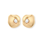 Flow Resin Pearl Studs in Gold