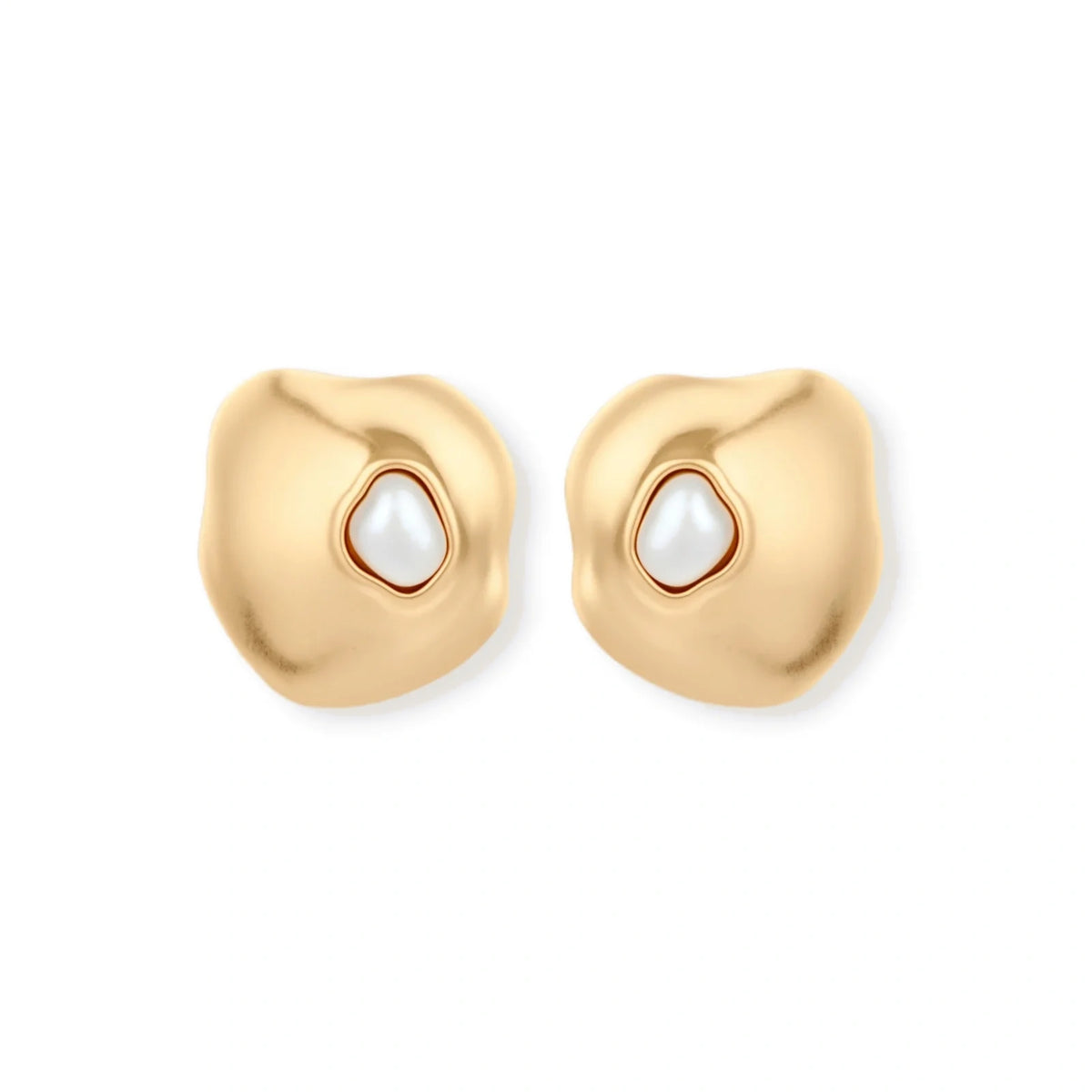 Flow Resin Pearl Studs in Gold