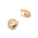 Flow Resin Pearl Studs in Gold
