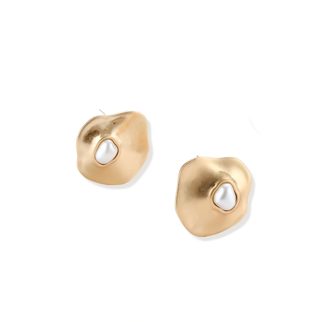 Flow Resin Pearl Studs in Gold