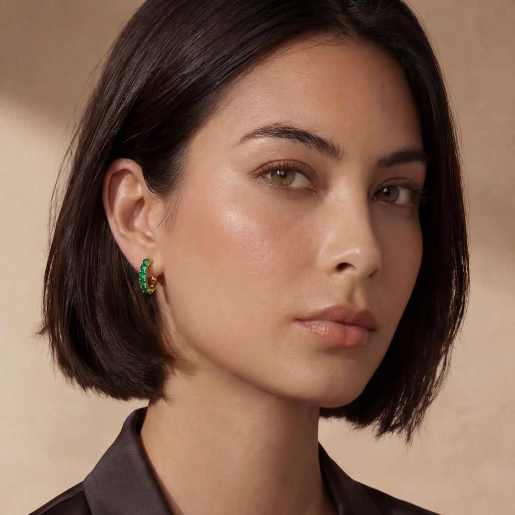 Verde Spark Huggie Hoops