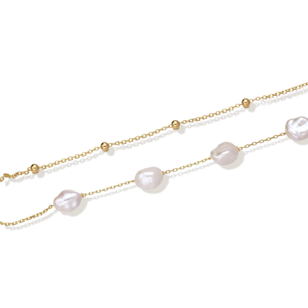 Pulsera de capas con perlas barrocas