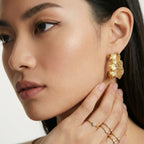 Ripple Wave Golden Hoops
