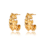 Ripple Wave Golden Hoops