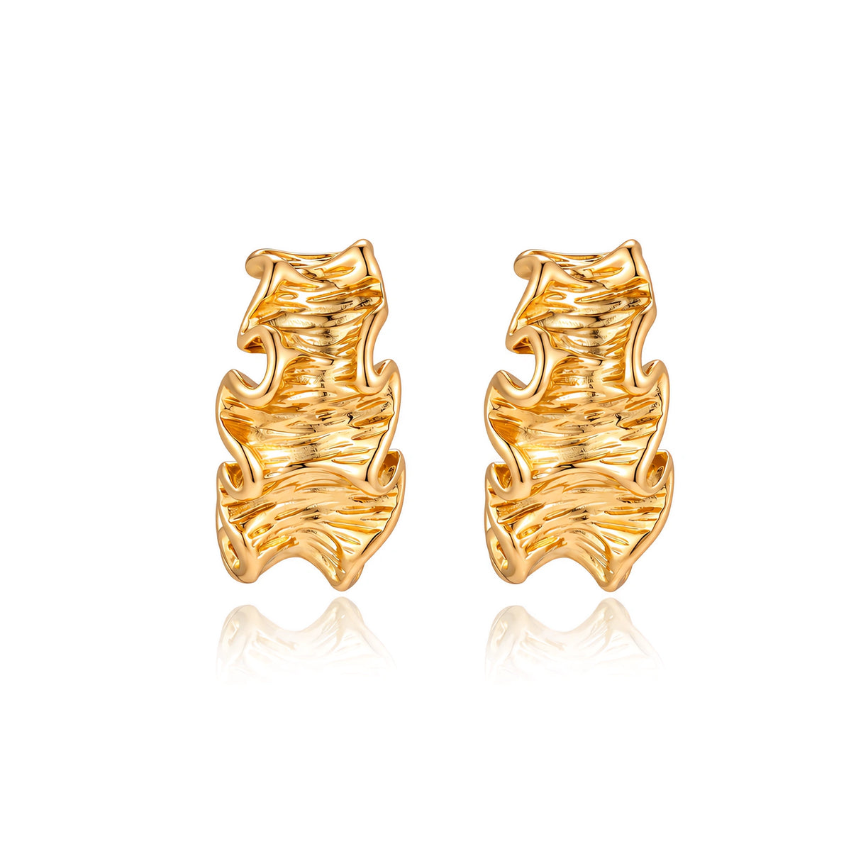 Ripple Wave Golden Hoops