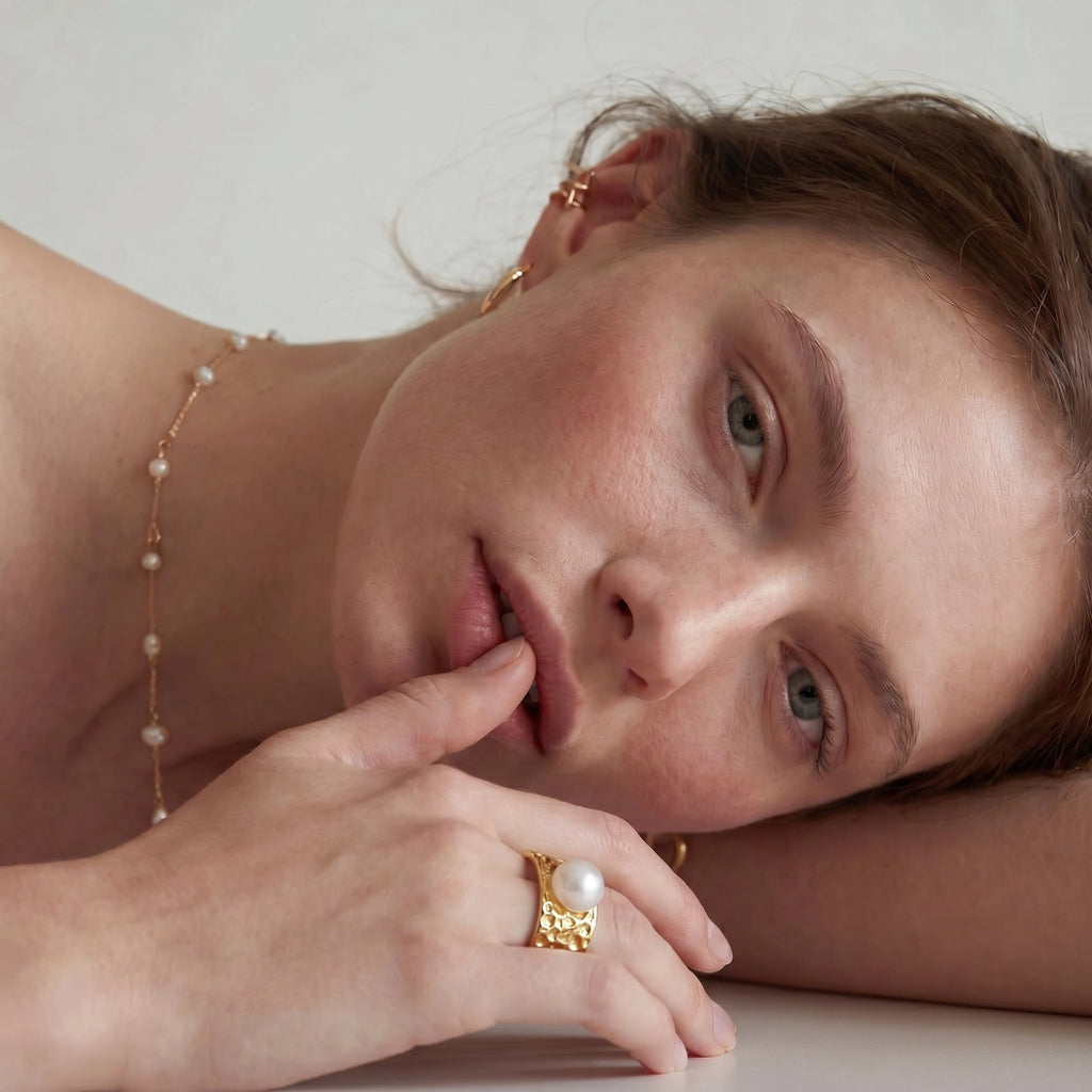 Golden Pearl Ring