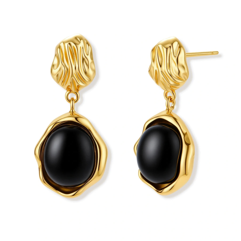 Ripple Drop Agate Earrings