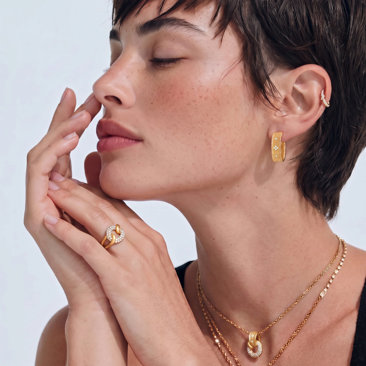Chain Link Pavé Ring